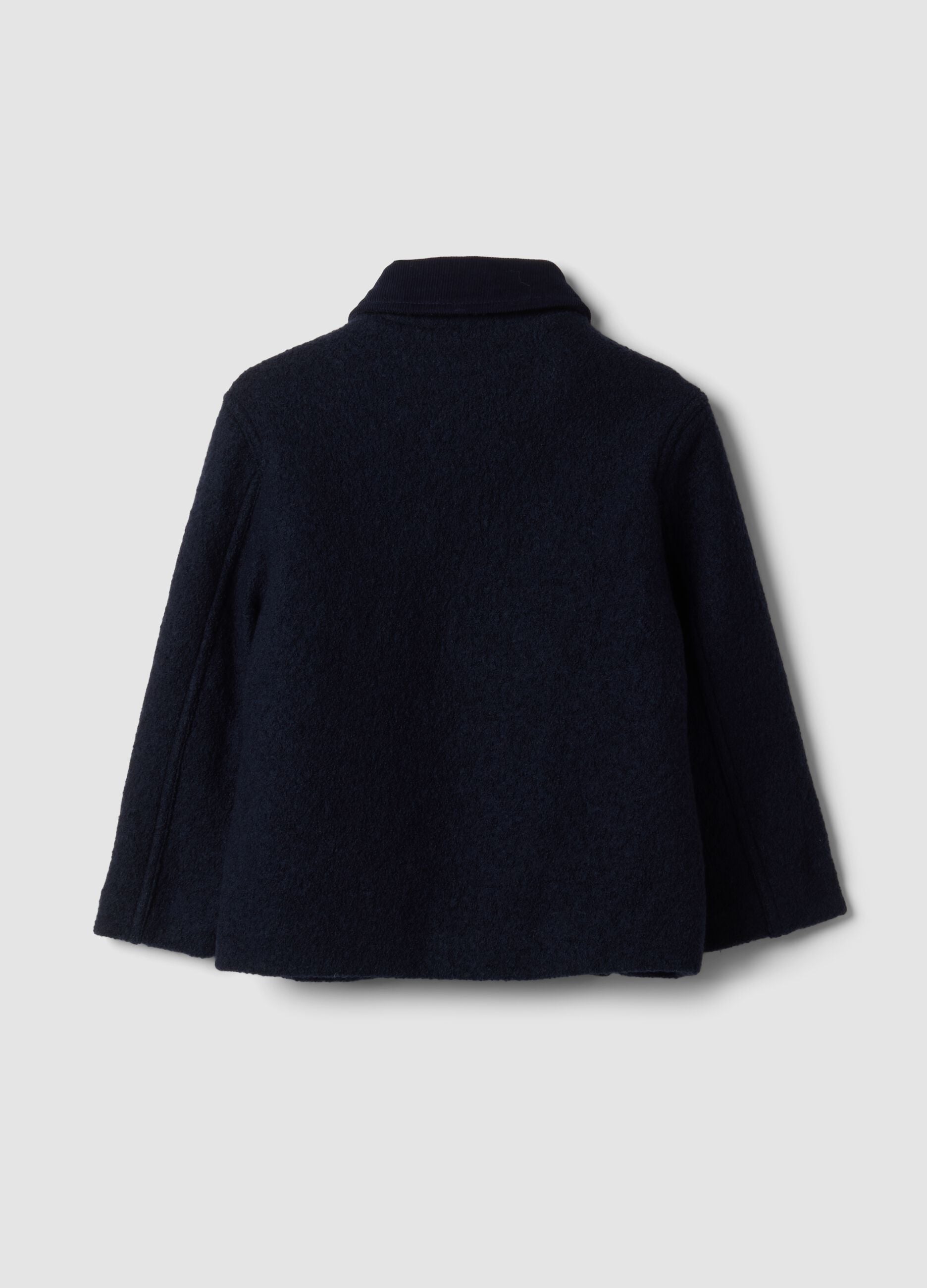 Cappotto blu in misto lana e viscosa regular fit