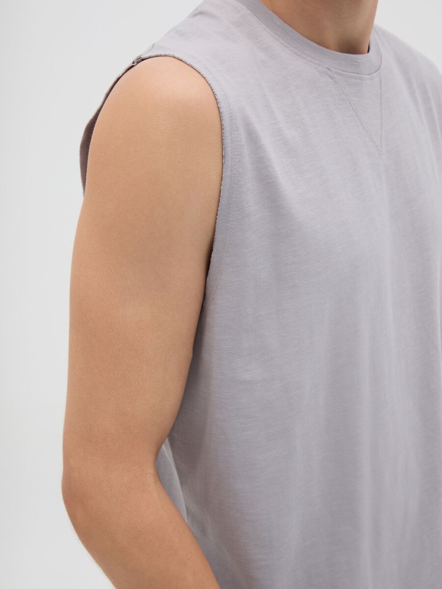 Men's grey pure cotton tank top regular fit_2
