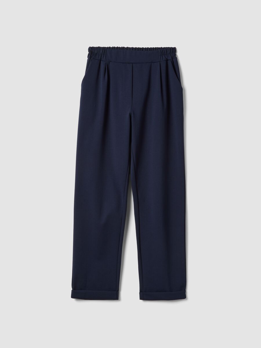 Pantaloni in misto cotone elasticizzato blu regular fit_4