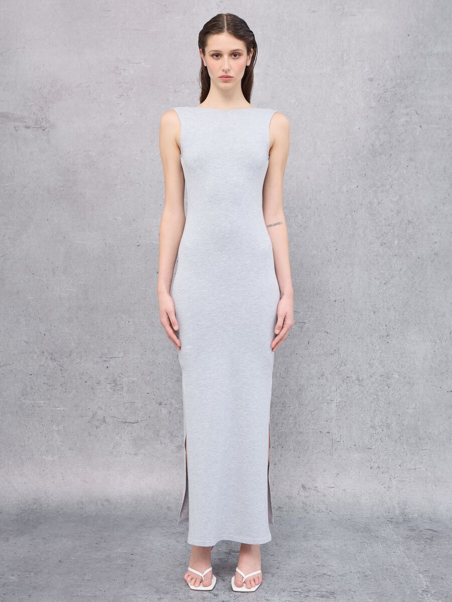 Grey Long Cotton Stretch Dress_4