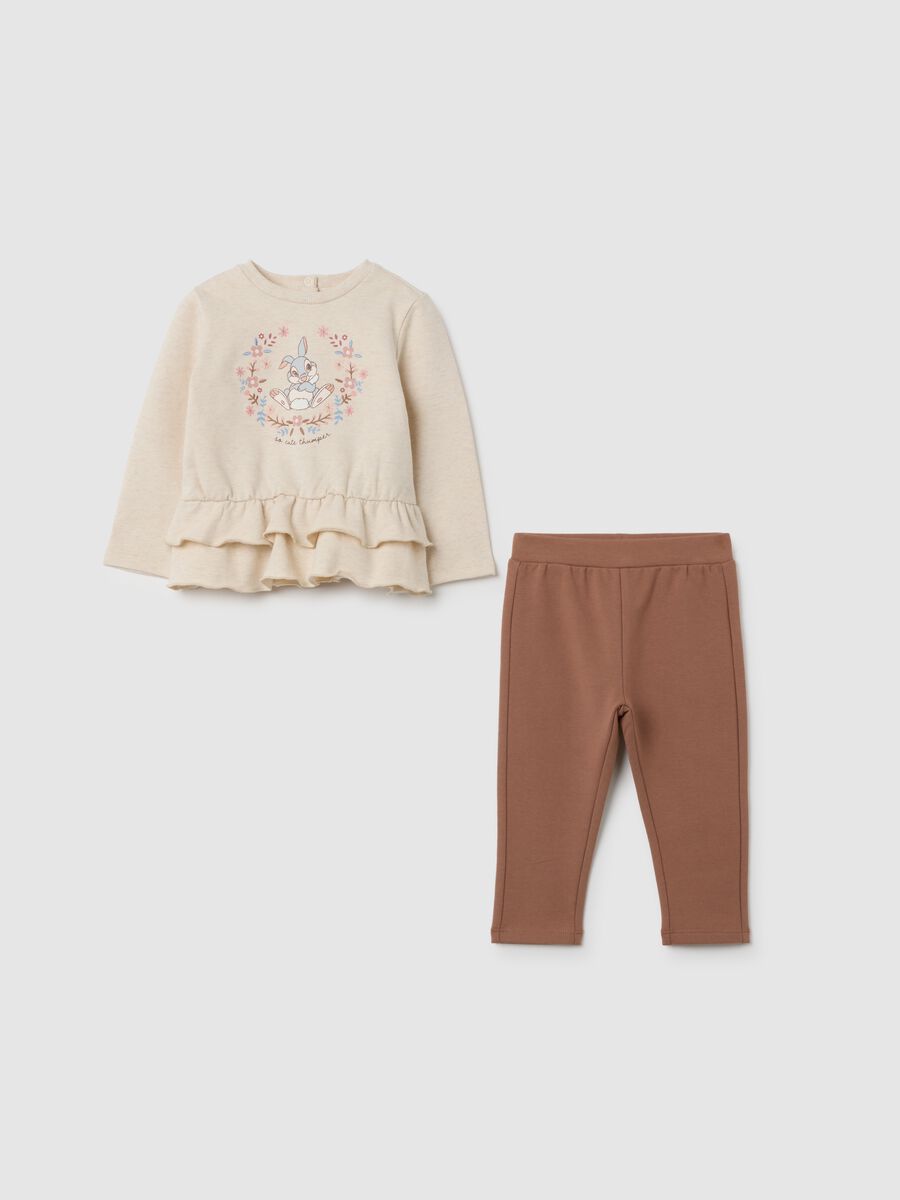 Jogging set da bambina in cotone beige regular fit_0