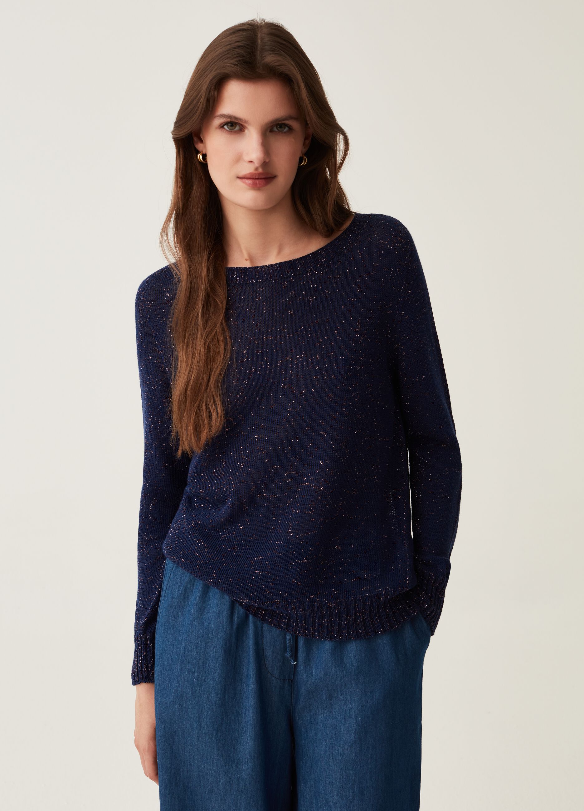 Maglia girocollo con lurex Hybrid_0