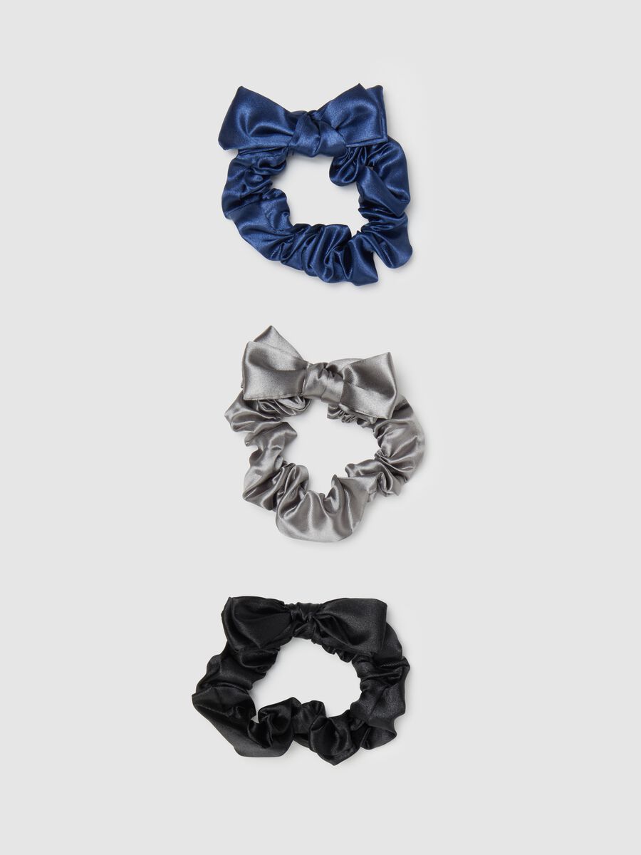 Scrunchies da donna in raso multicolor con fiocco_0