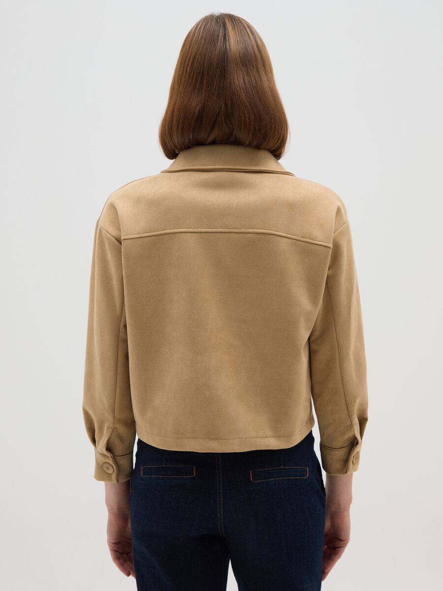 Beige regular fit jacket with pockets_2