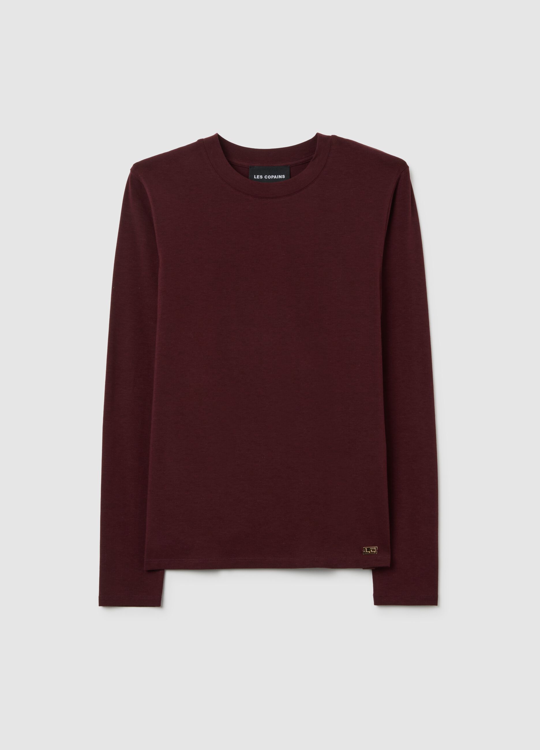 Brown stretchy cotton blend sweater regular fit