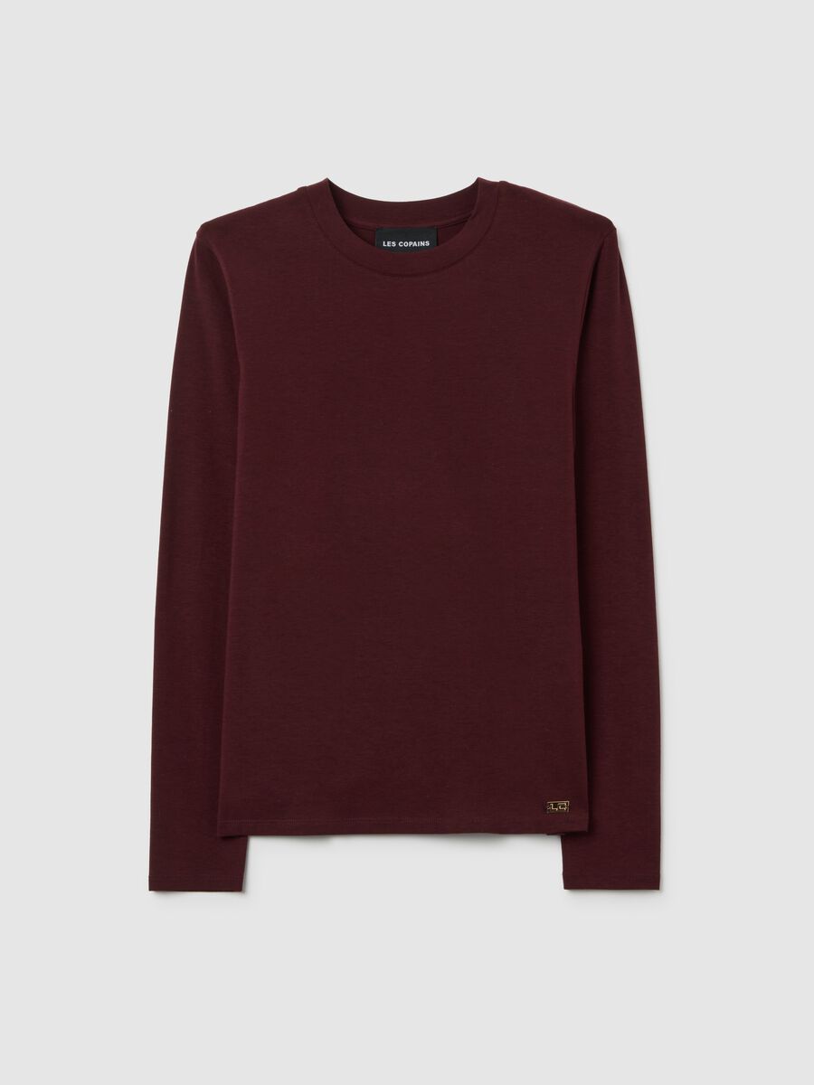 Brown stretchy cotton blend sweater regular fit_0