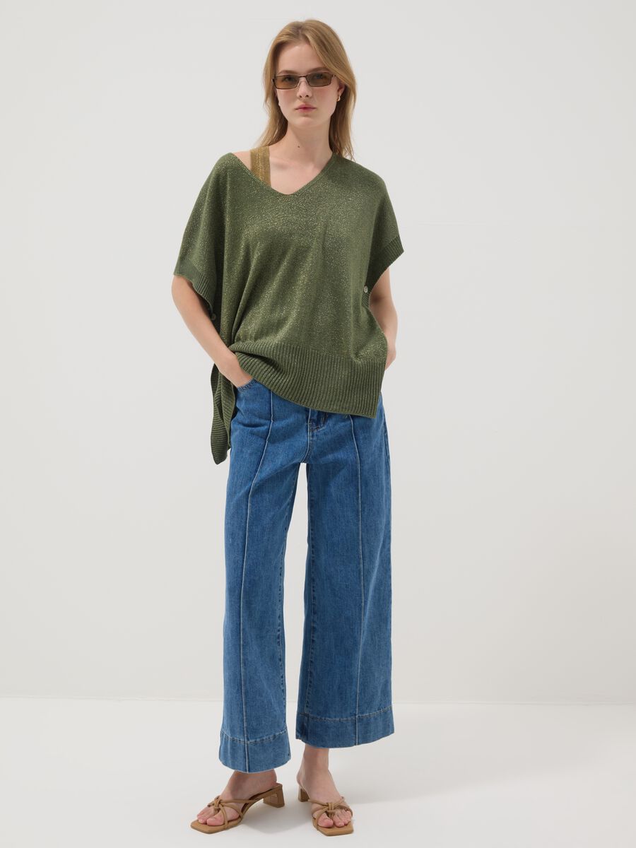 Green modal-blend V-neck top_2