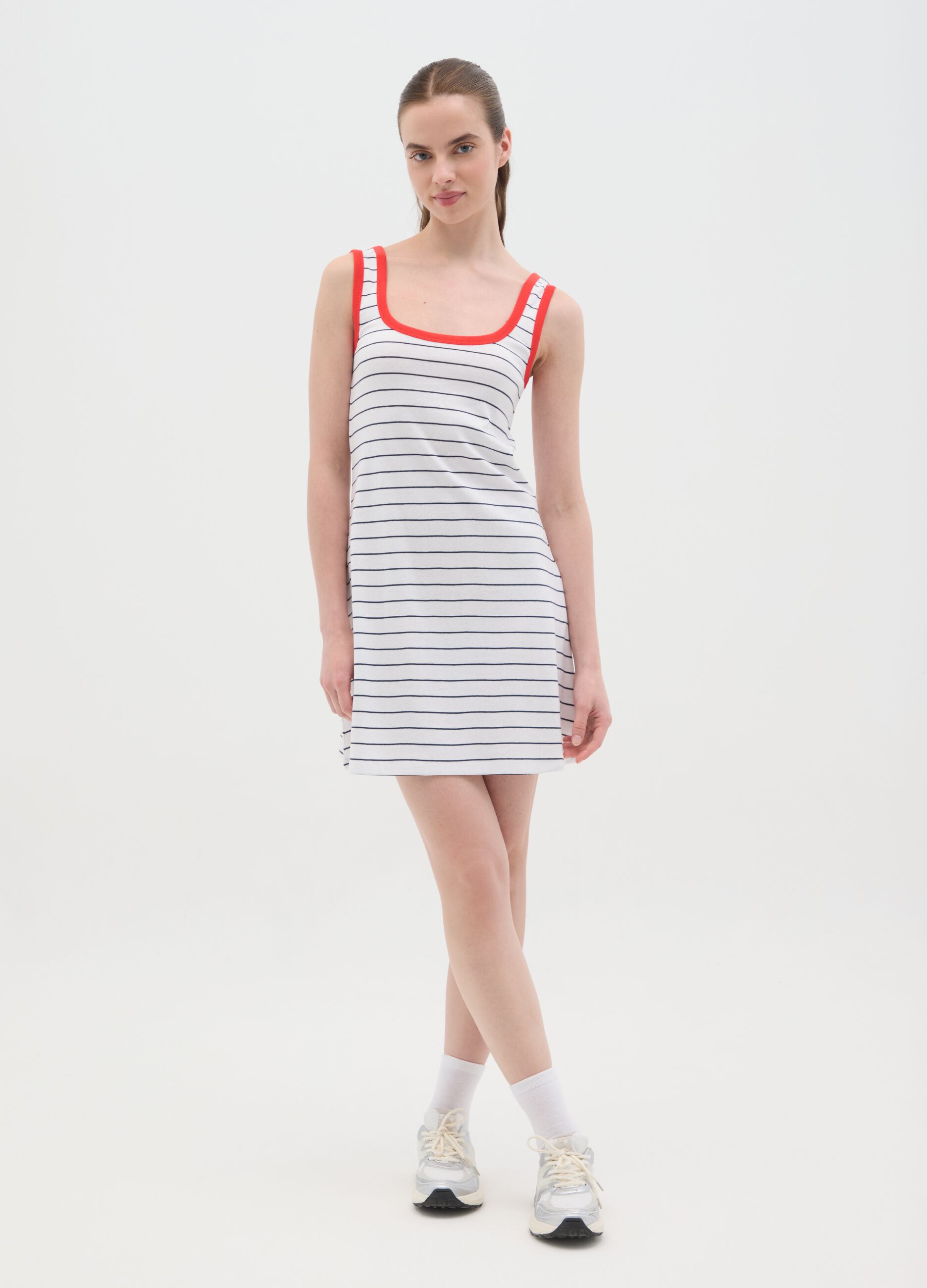 Abito corto da donna in puro cotone multicolor regular fit