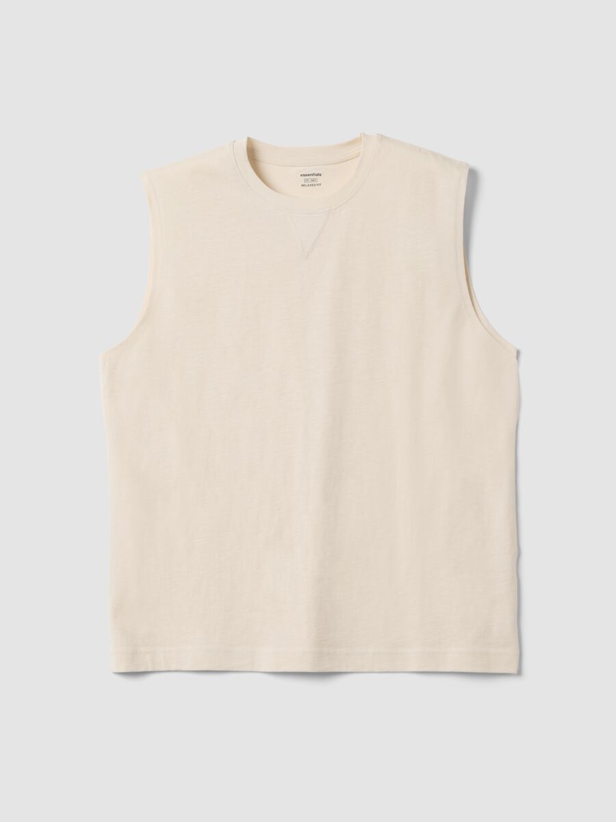 Beige pure cotton vest_4