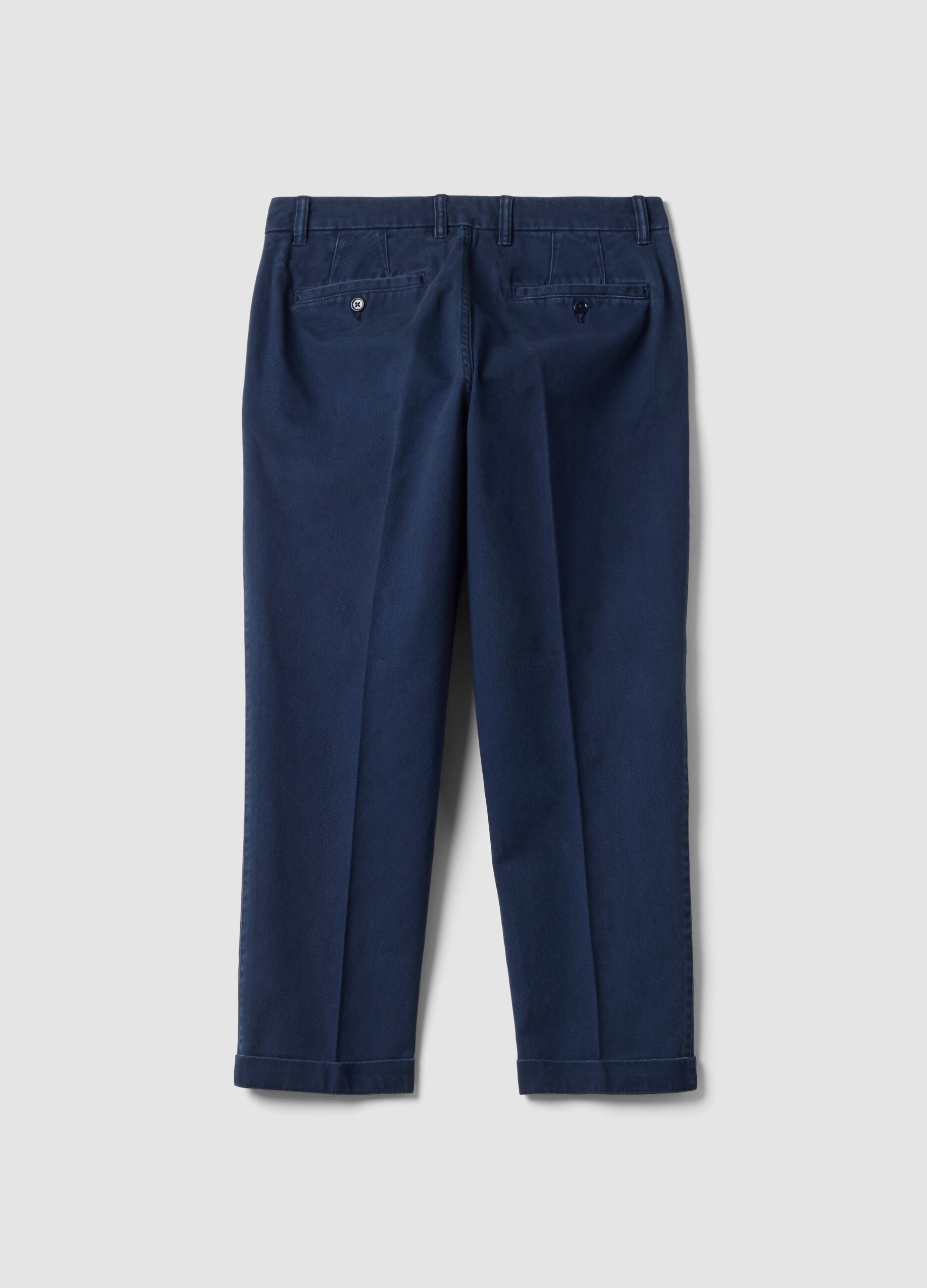 Pantaloni chino blu in puro cotone carrot fit