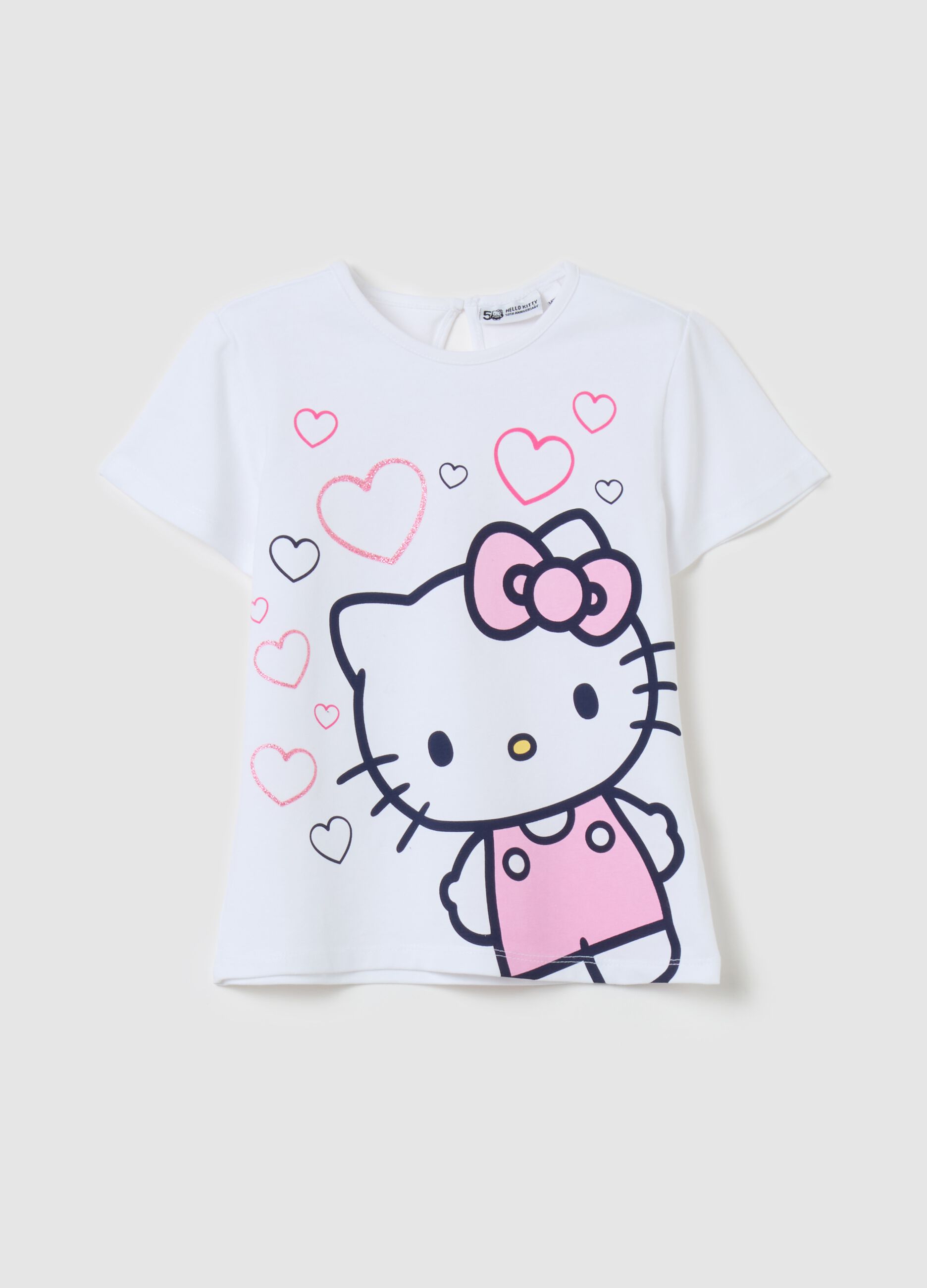 T-shirt with Hello Kitty print and glitter hearts