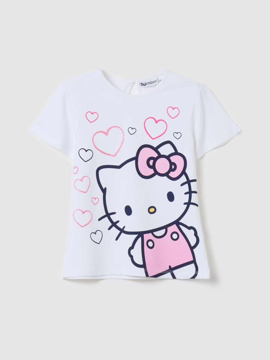 T-shirt with Hello Kitty print and glitter hearts_0