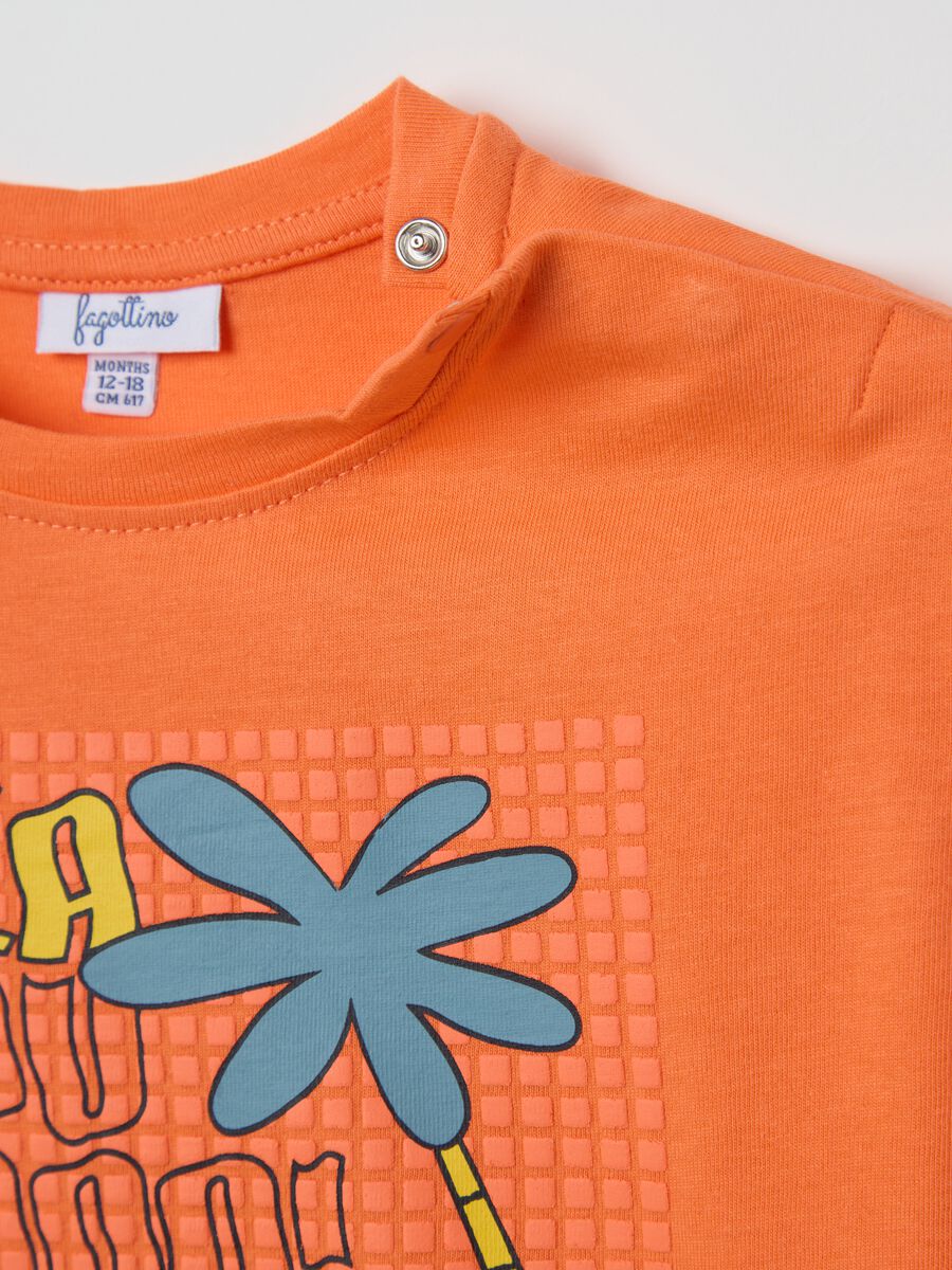 Orange cotton T-shirt with print_2