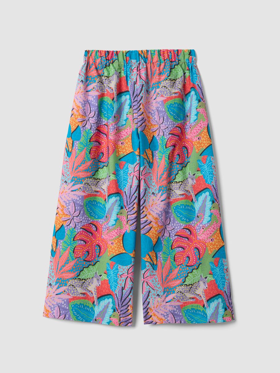 Pantaloni palazzo multicolor a fiori in puro cotone da bambina_4