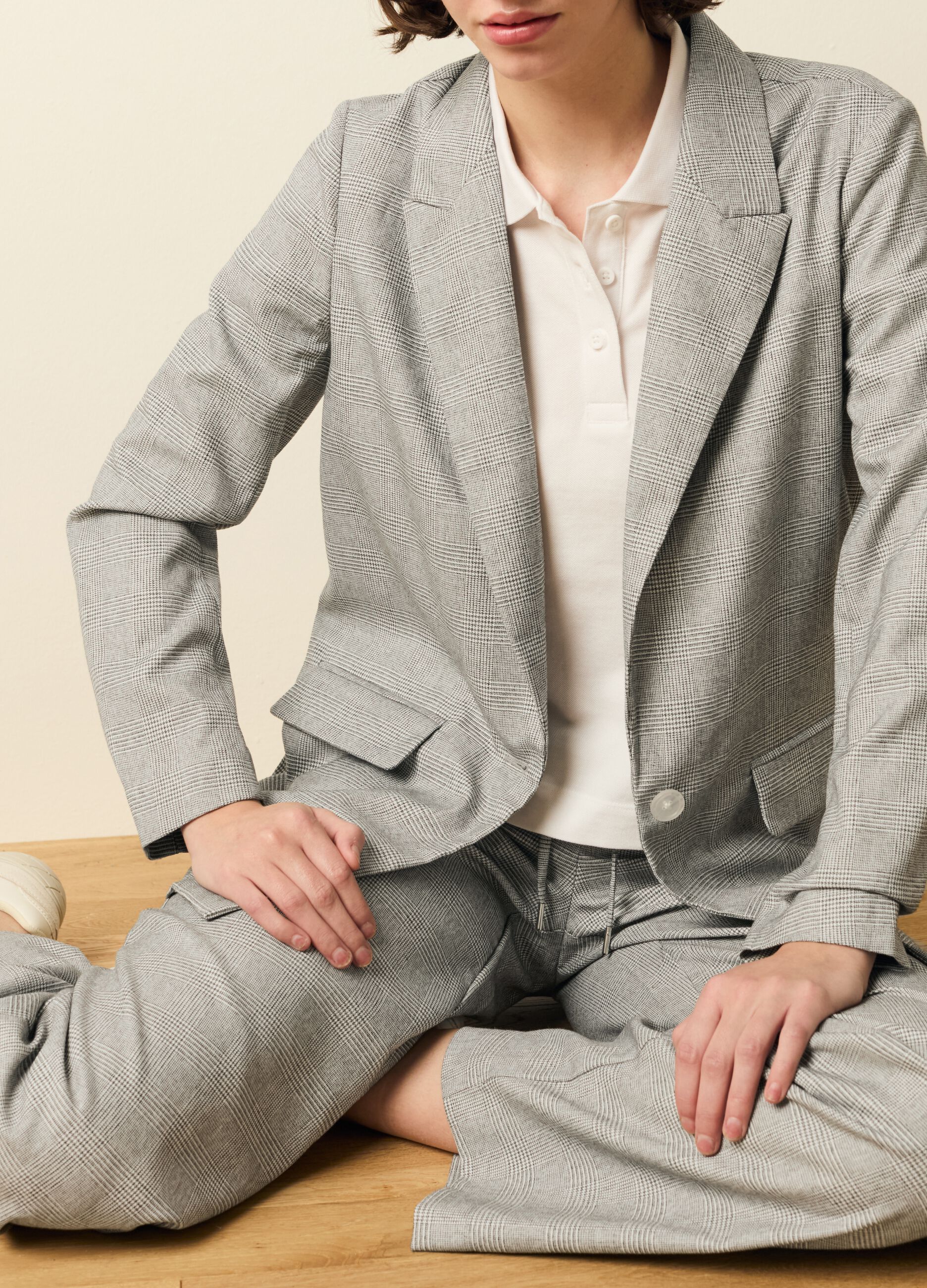 Single-breasted blazer in Prince of Wales