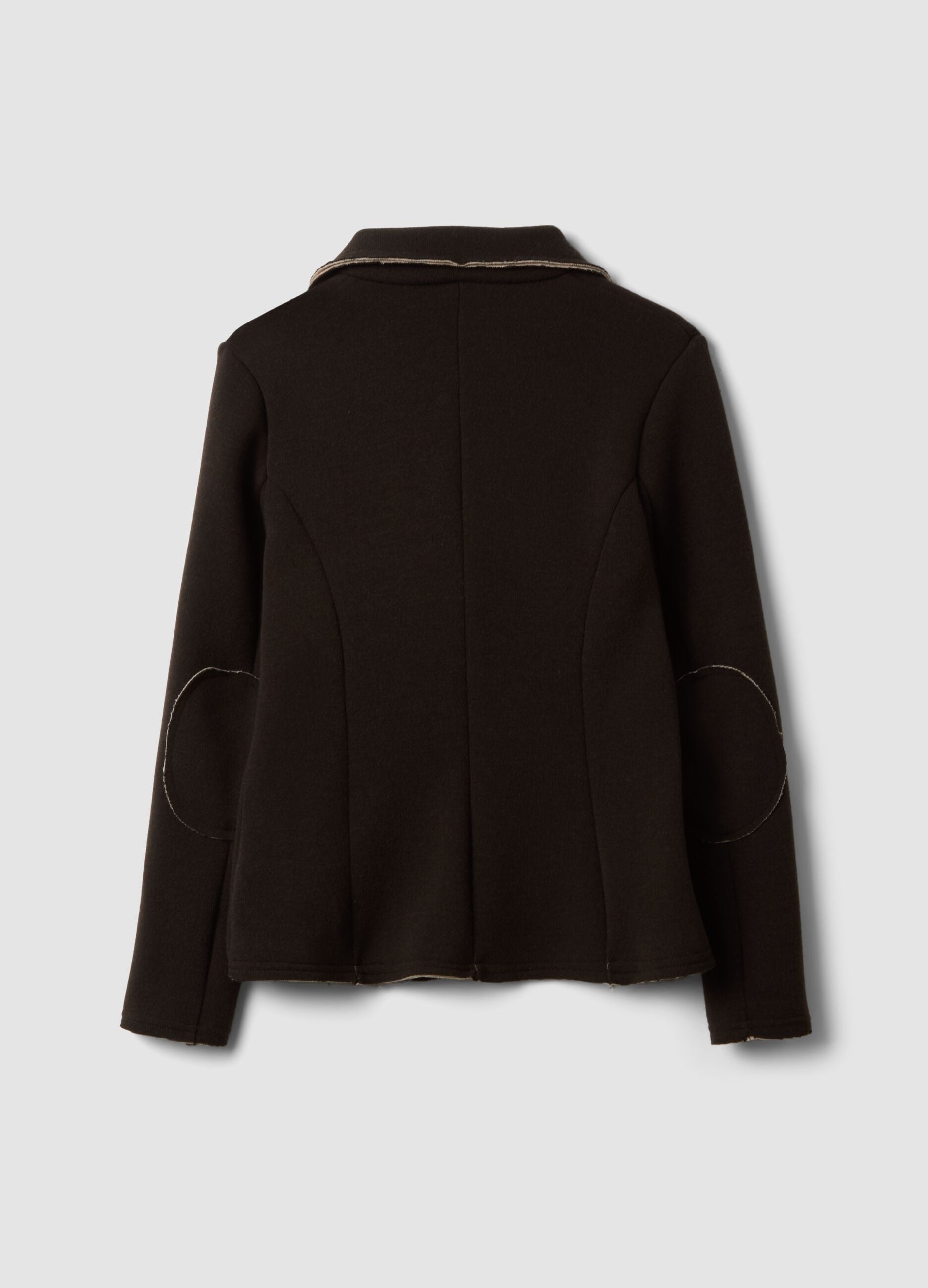 Dark brown stretch viscose-blend jacket, regular fit