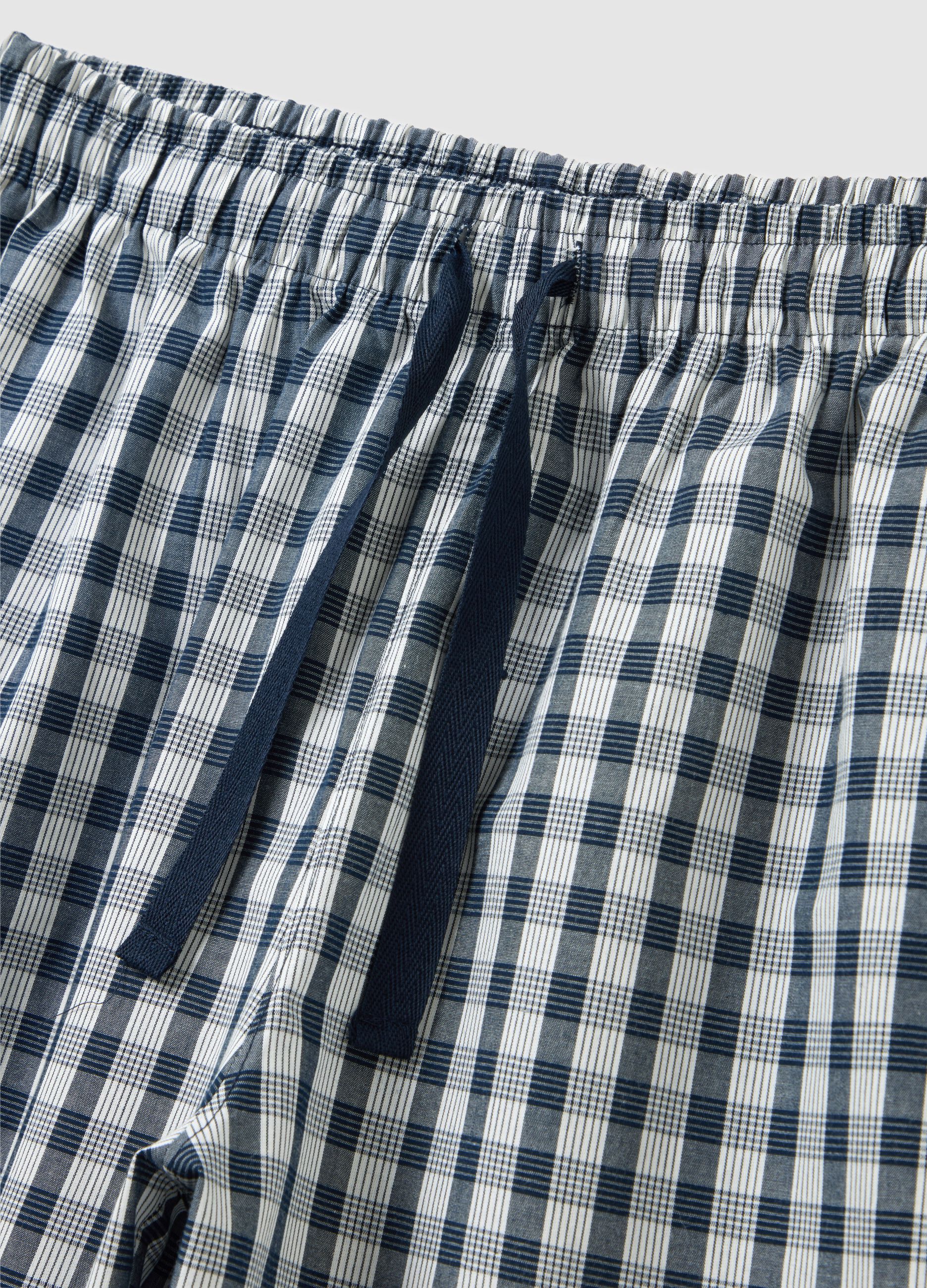 Men's blue pure cotton pyjama set, regular fit with checks