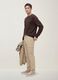 Pantaloni cargo beige in cotone elasticizzato slim fit_0