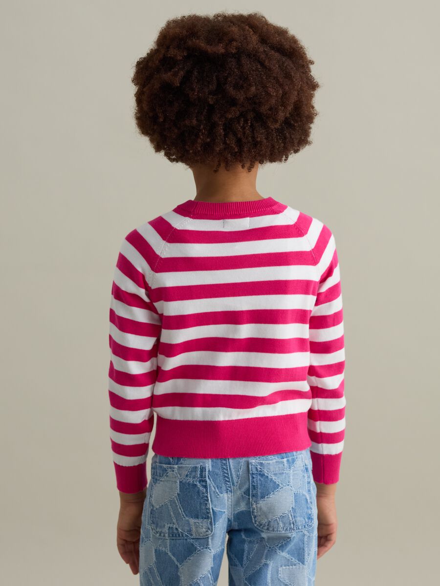Striped cotton pullover with logo embroidery_1