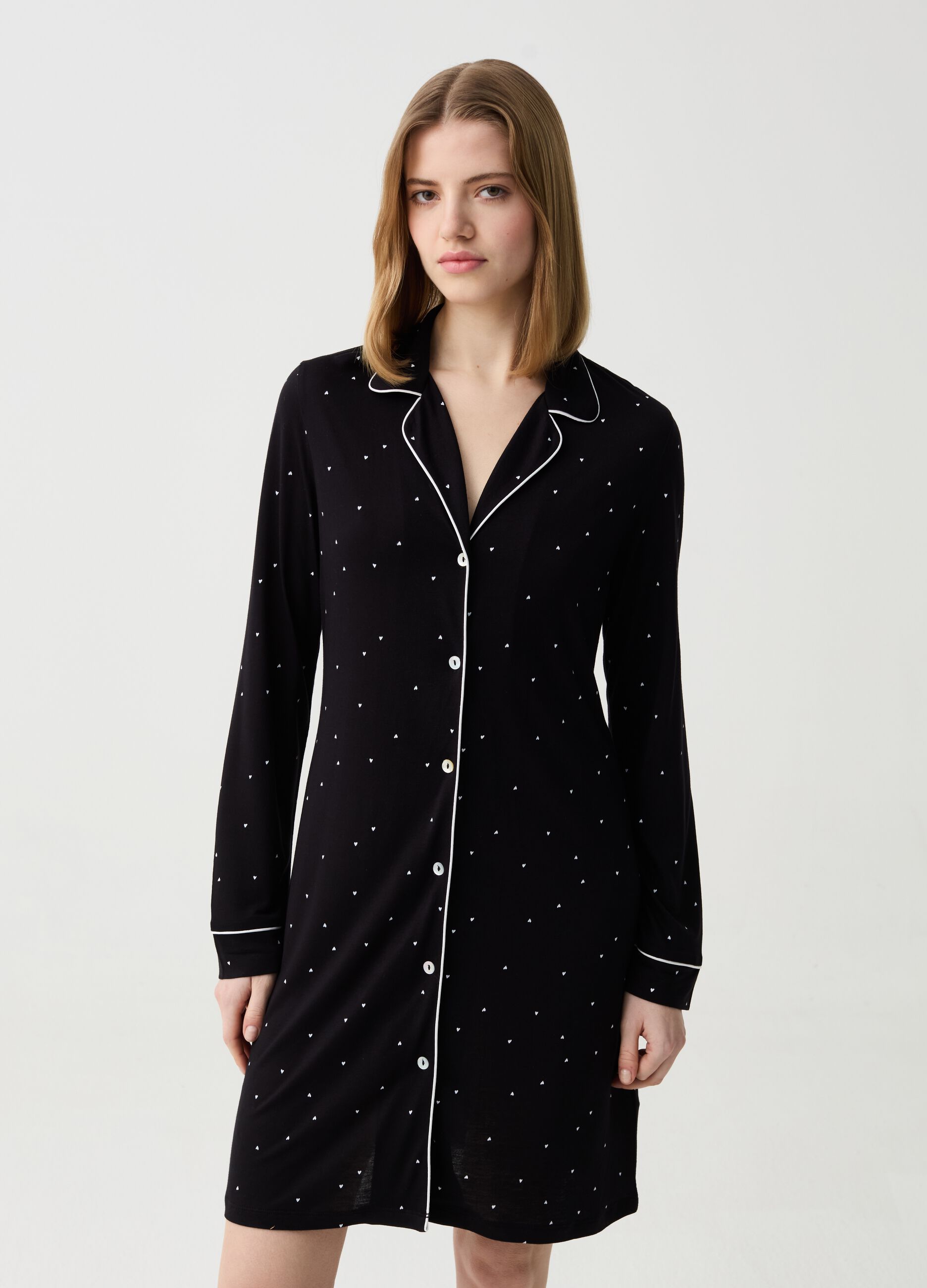 Nightdress with small hearts print