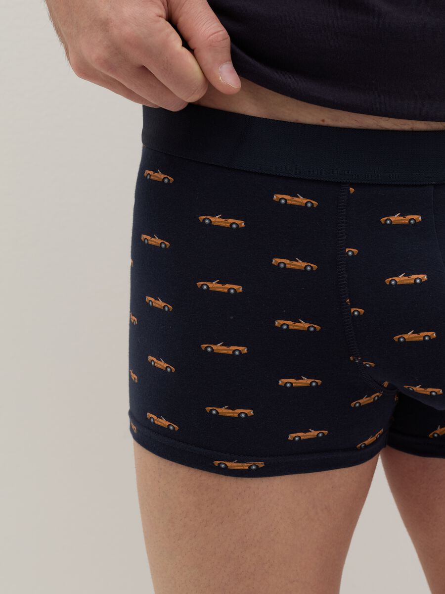 Midi boxer shorts in stretch cotton with pattern._2
