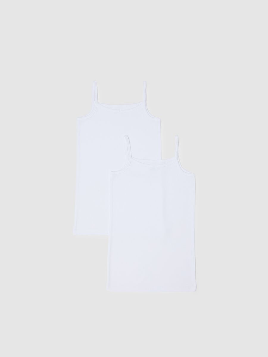 Bipack white girl's vest in pure cotton regular fit_0