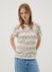 Beige stretch cotton T-shirt with openwork detailing_2
