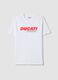 White pure cotton regular fit T-shirt with Ducati print_4