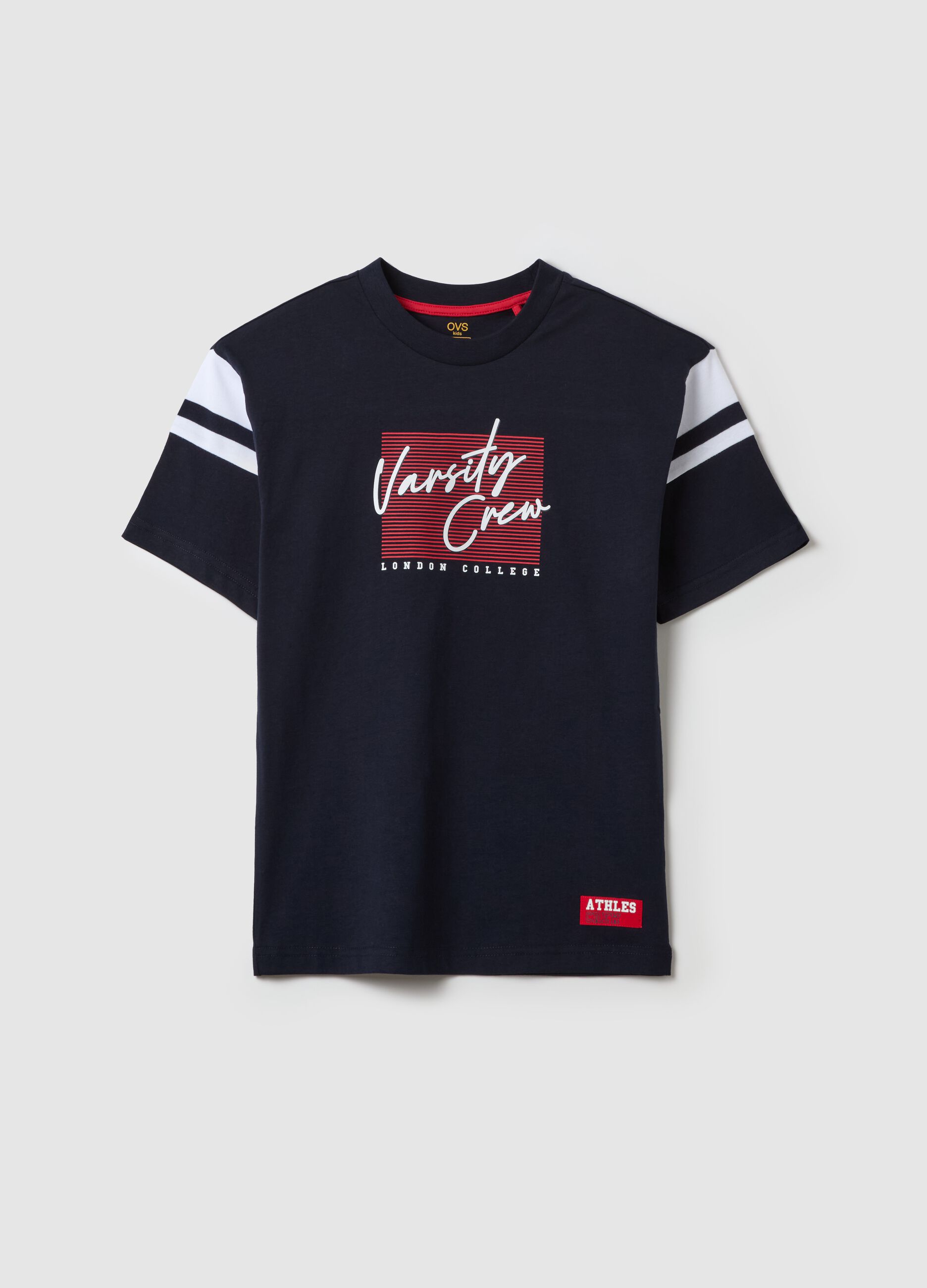 Cotton T-shirt with "Varsity Crew" print