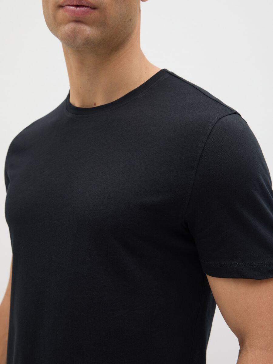 Men's T-shirt in pure black cotton regular fit_2