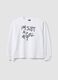 White pure cotton sweatshirt with front slogan, relaxed fit for girls_3