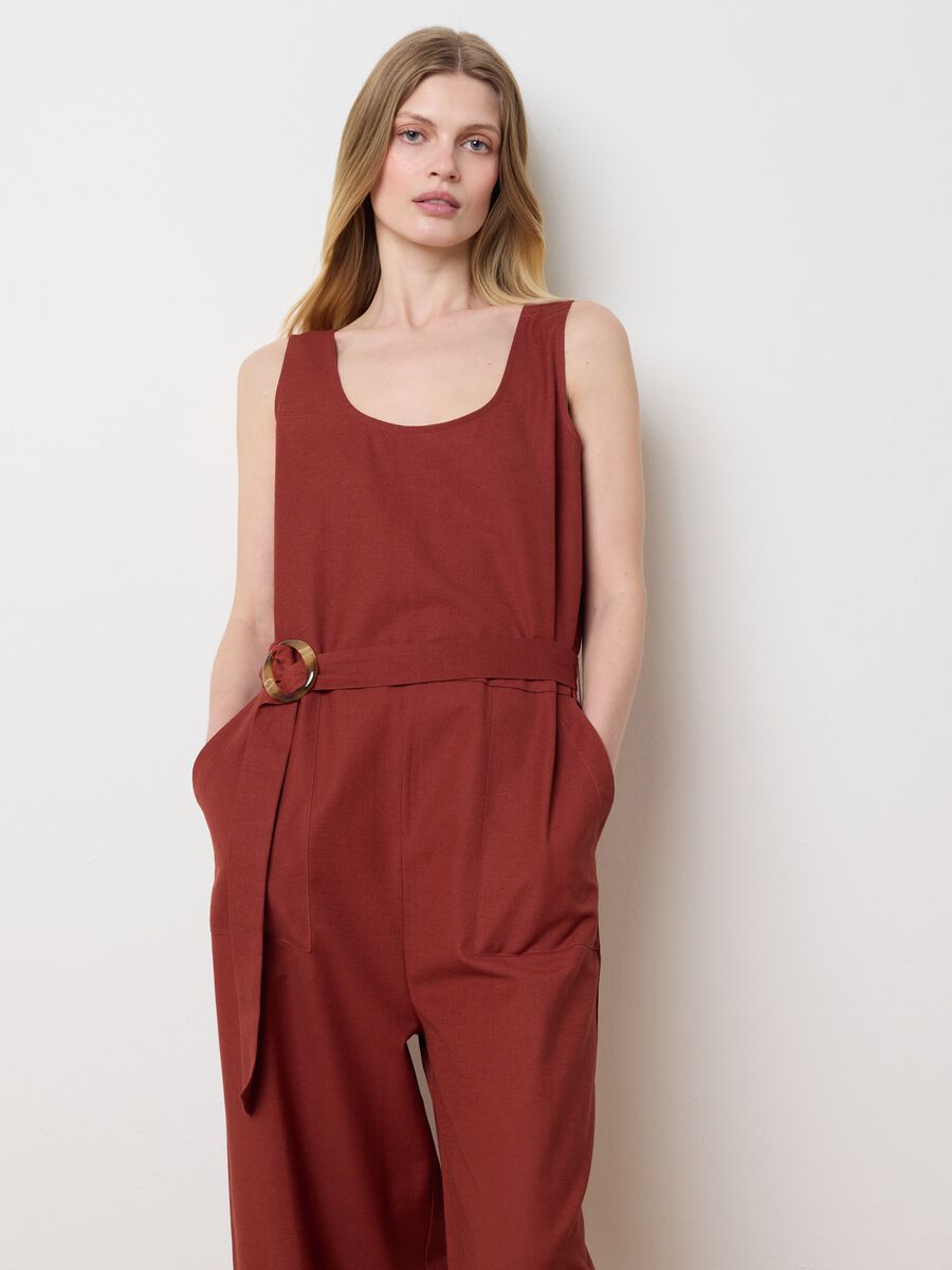 Wide Brown Jumpsuit Les Copains Housebrand_2