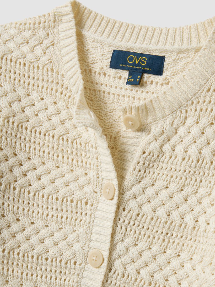 White cotton-blend regular-fit knitted cardigan_5