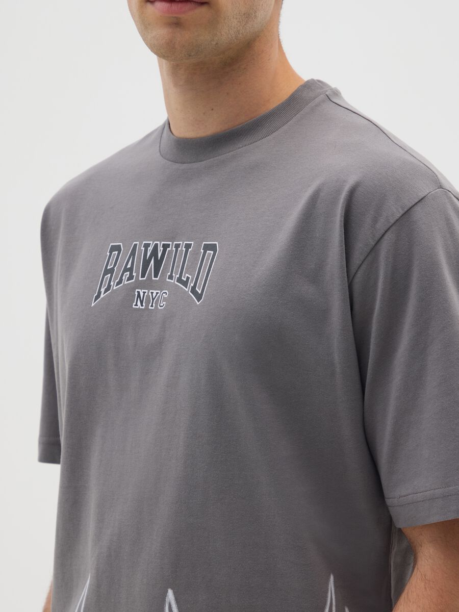 Grey pure cotton T-shirt with prints_3