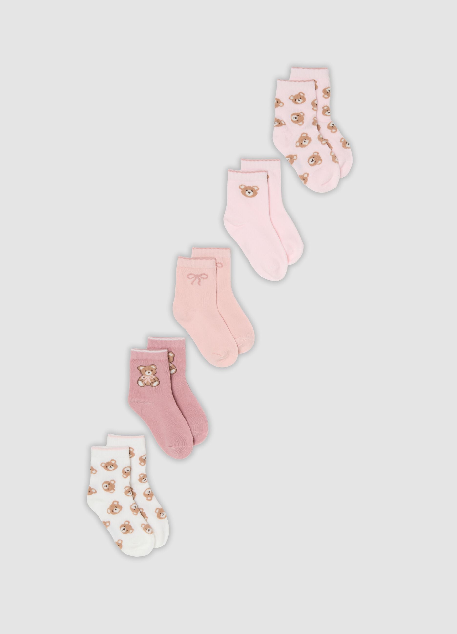 5-pack of pink socks in organic stretch cotton