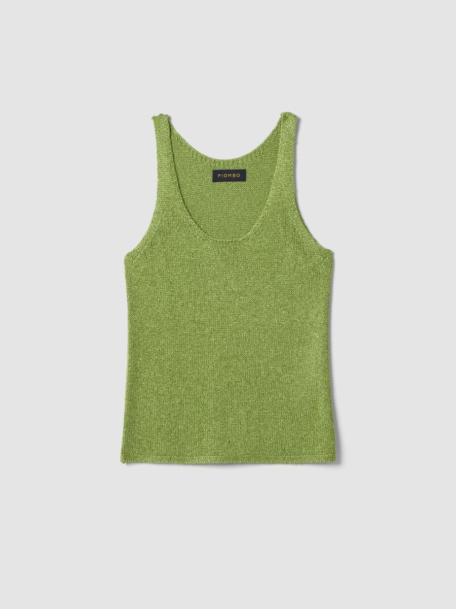 Green glitter viscose-blend tank top, regular fit_4