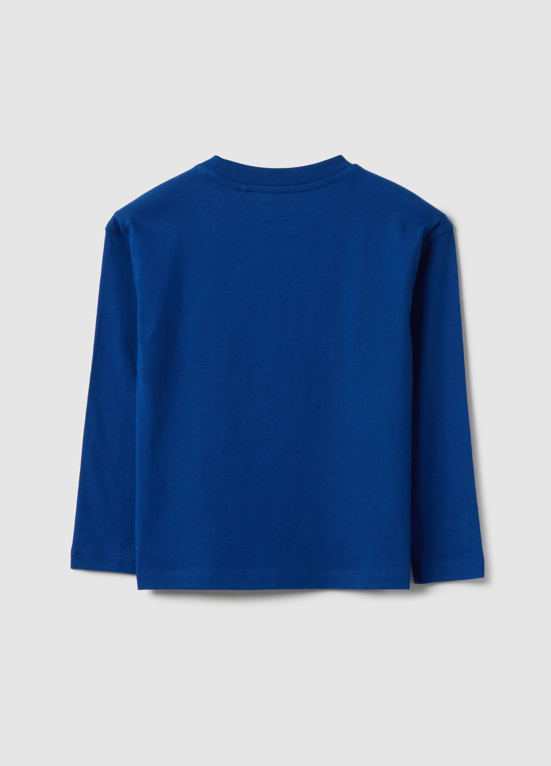 Children's long sleeve blue T-shirt in pure cotton, oversized fit