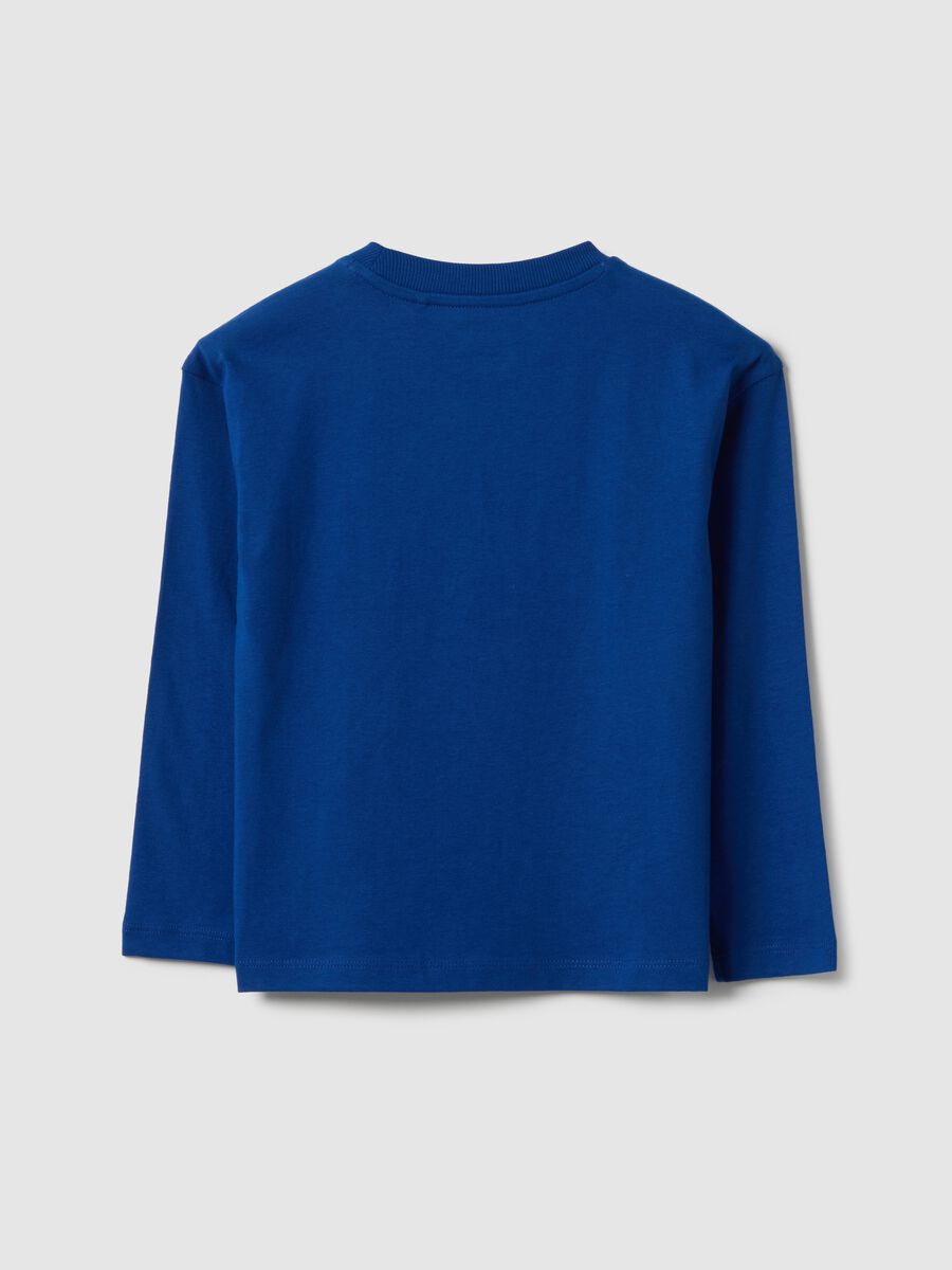 Children's long sleeve blue T-shirt in pure cotton, oversized fit_1