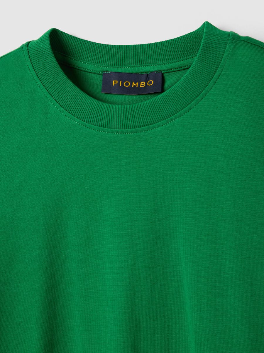 T-shirt girocollo in puro cotone verde regular fit_5