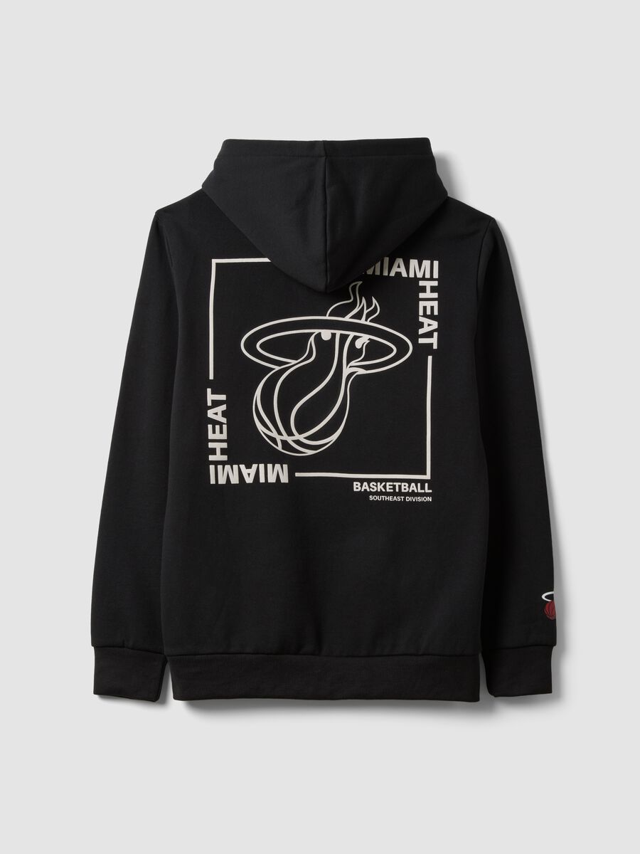 Felpa nera con cappuccio in misto cotone con stampa Miami Heat_2
