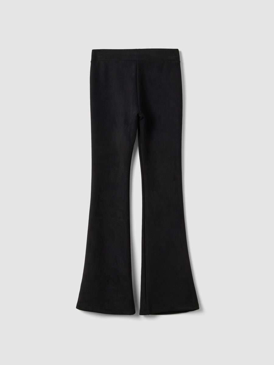 Leggings neri flare in tessuto elasticizzato_2