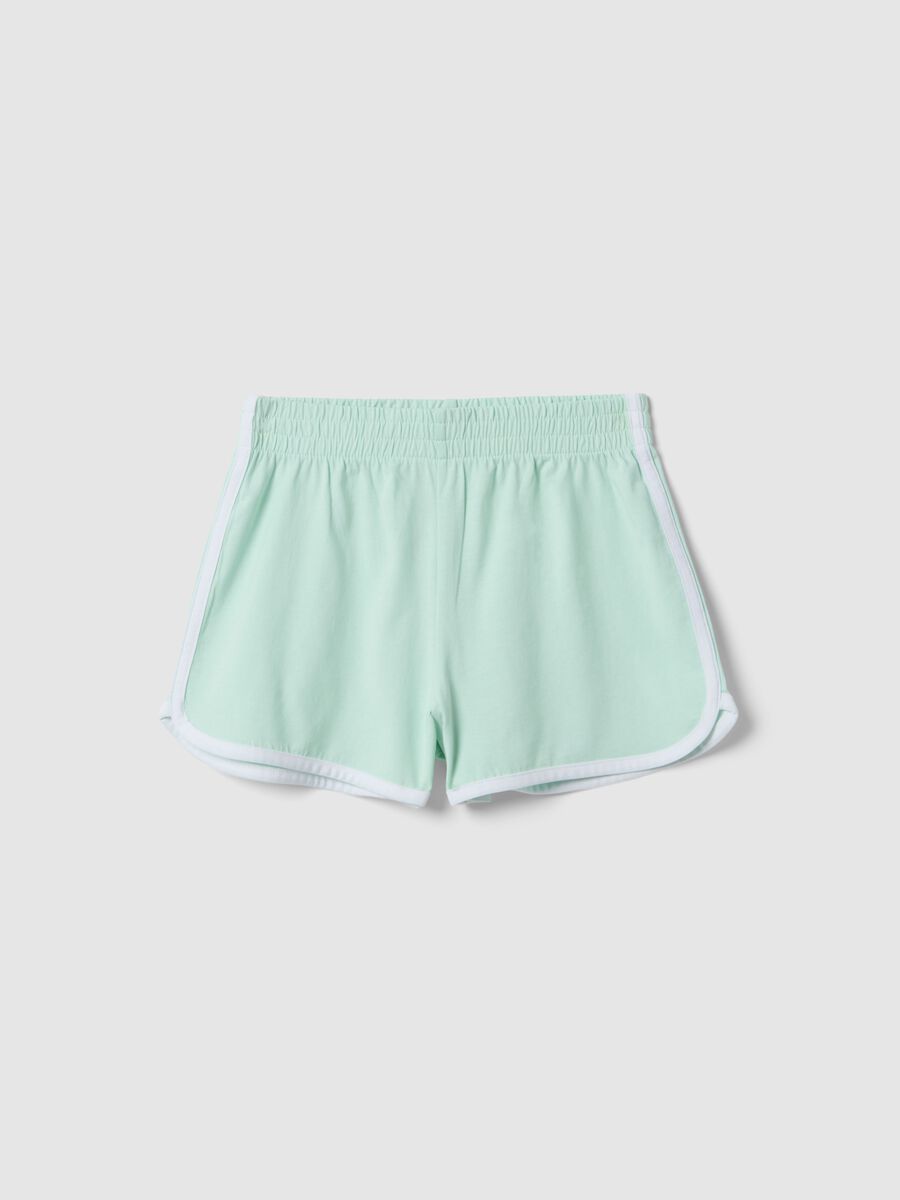 Pantaloni corti in puro cotone verdi da ragazza slim fit_0