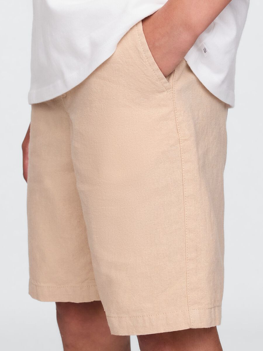 Beige linen and cotton bermuda shorts GAP Kids_3