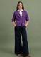 Cardigan viola in puro cotone a coste con girocollo_1