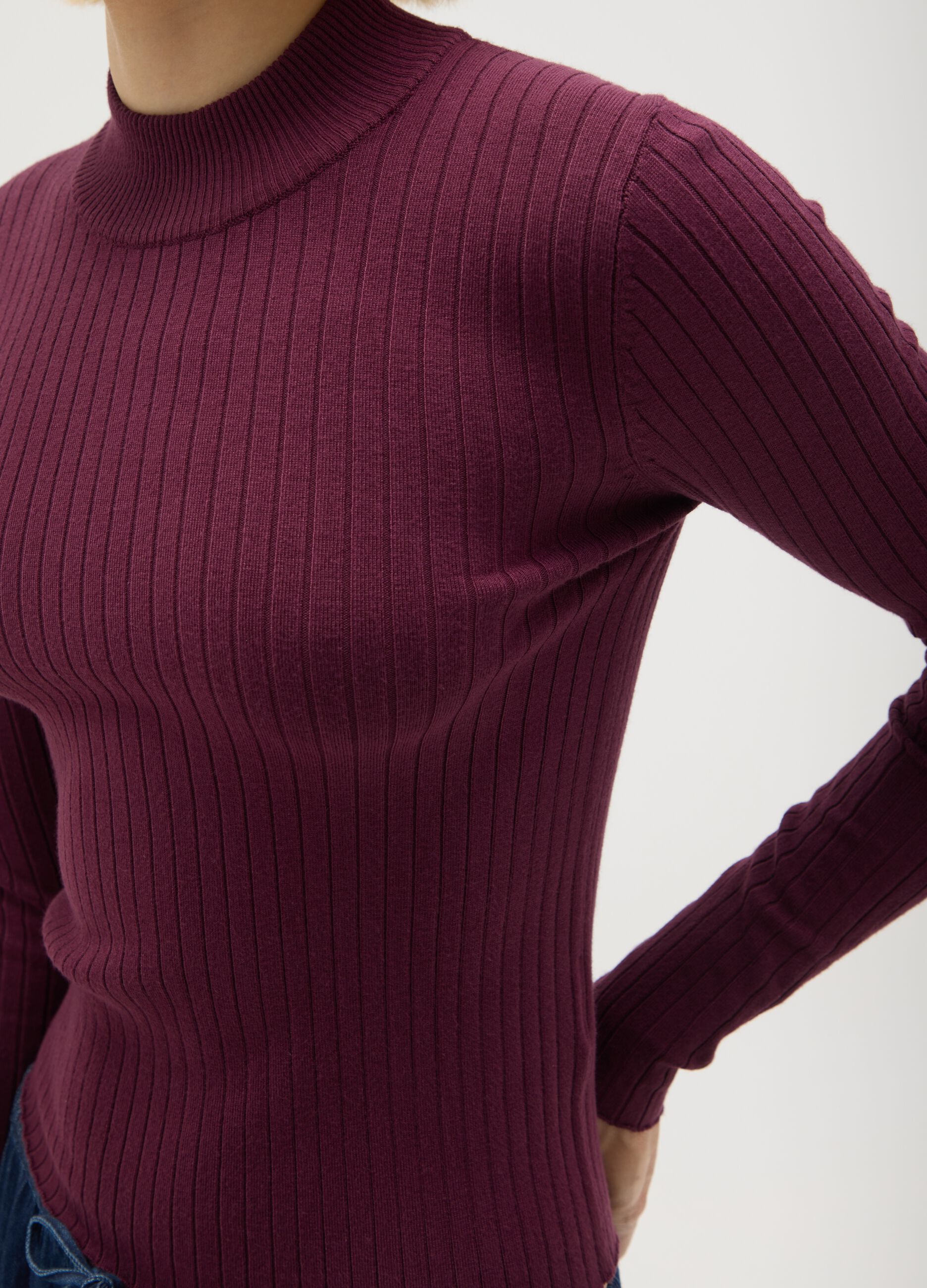 Purple fitted viscose blend top