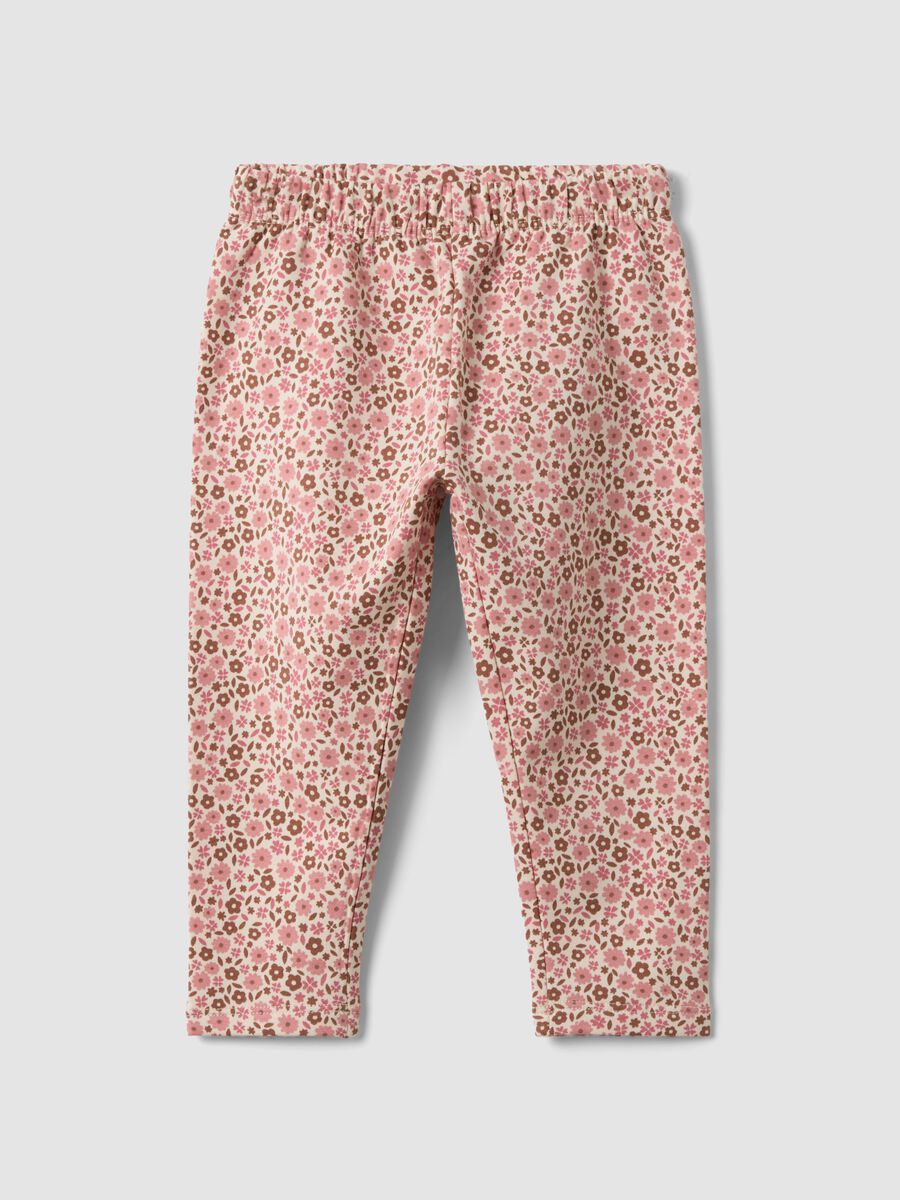 Pink floral stretch cotton leggings_0