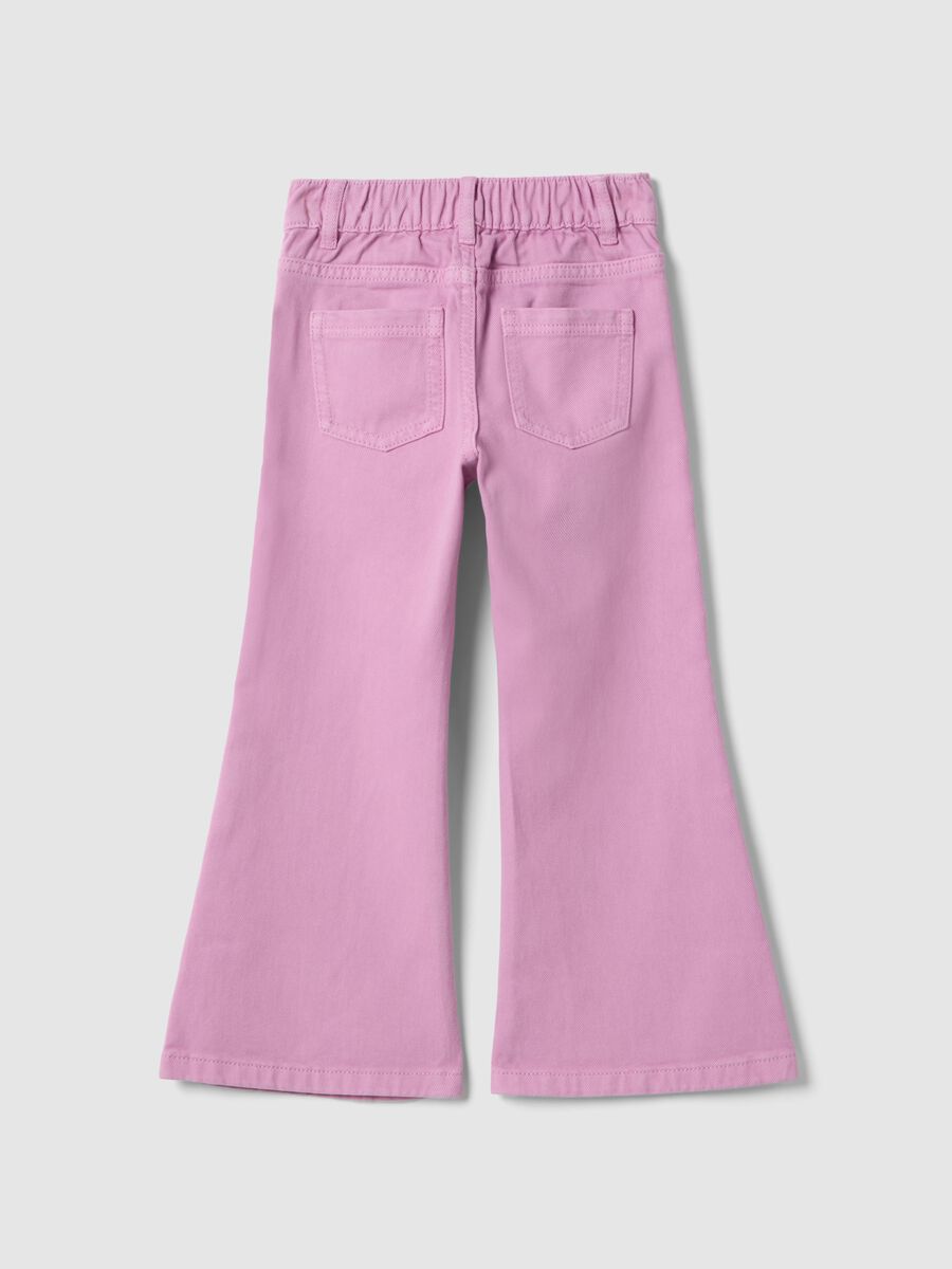 Girls' Pink Regular Fit Cotton Flare Trousers_1