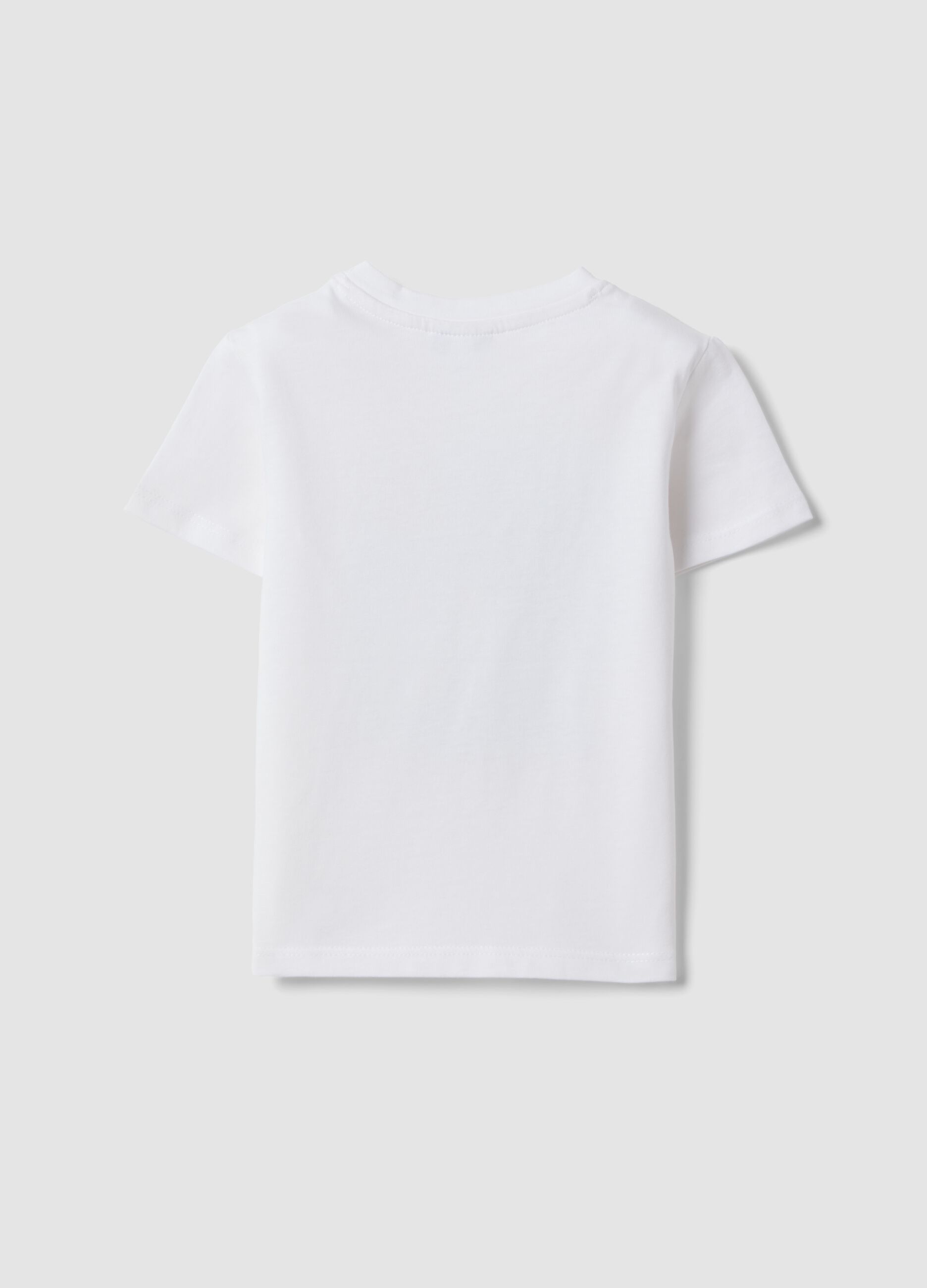 White pure cotton T-shirt for baby boy with print