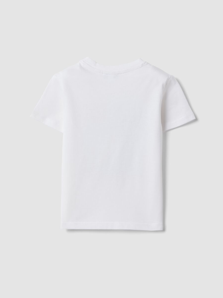 White pure cotton T-shirt for baby boy with print_1