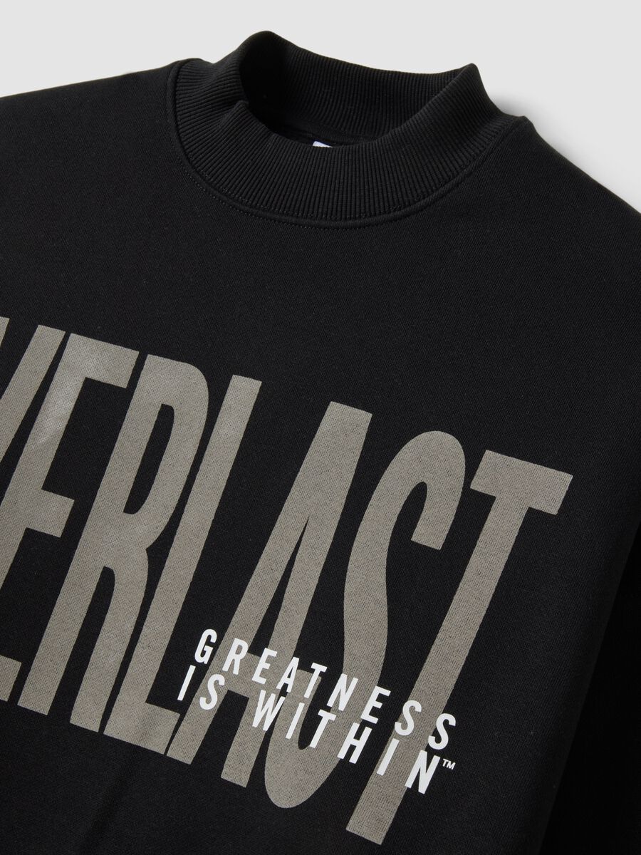 Black cotton-blend sweatshirt with front print, regular fit_1